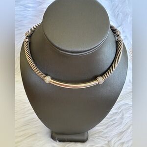 David Yurman SS 18KY Gold .42tcw 7mm Cable Choker